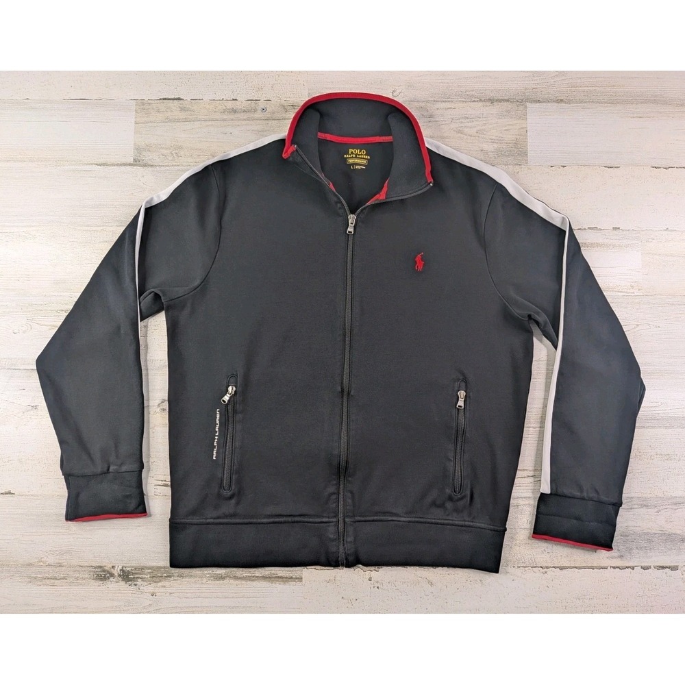 Polo Ralph Lauren Jacket Mens Large Performance Fleece Track Bomber Black